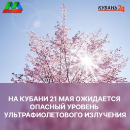 На Кубани 21 мая ожидается опасный уровень ультрафиолетового излучения от солнца.